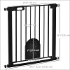 Extra Wide Pet Gate Barrier 30-32 Inch with Small Door 30H Dog Safety Gate Stair Pressure Fit Black