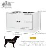 Large Dog Elevated Bowls with Stand Pet Feeding Station 2 Stainless Steel Food And Water Bowls White Storage Space 23.6'' X 11.8'' X 14''