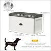 White Elevated Dog Bowls 23.6"x11.8"x14.2" Pet Feeding Station with Storage 2 Stainless Steel Bowls Raised Feeder for Dogs