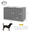 Elevated dog bowl with storage cabinet, capacity 44L, gray
