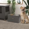 Elevated dog bowl with storage cabinet, capacity 44L, gray