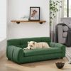Soft and comfortable pet sofa with backrest and armrests, suitable for modern rectangular pet sofas for small and medium-sized dogs-Green