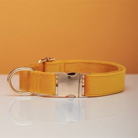 Multiple Colour Velvet Personalise Dog Collar Leash Set With Bow (Option: Yellow-L)